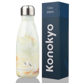 Konokyo Insulated Water Bottles,12 oz Double Wall Stainless Steel Vacumm Metal Flask for Sports Travel,Marble Jade