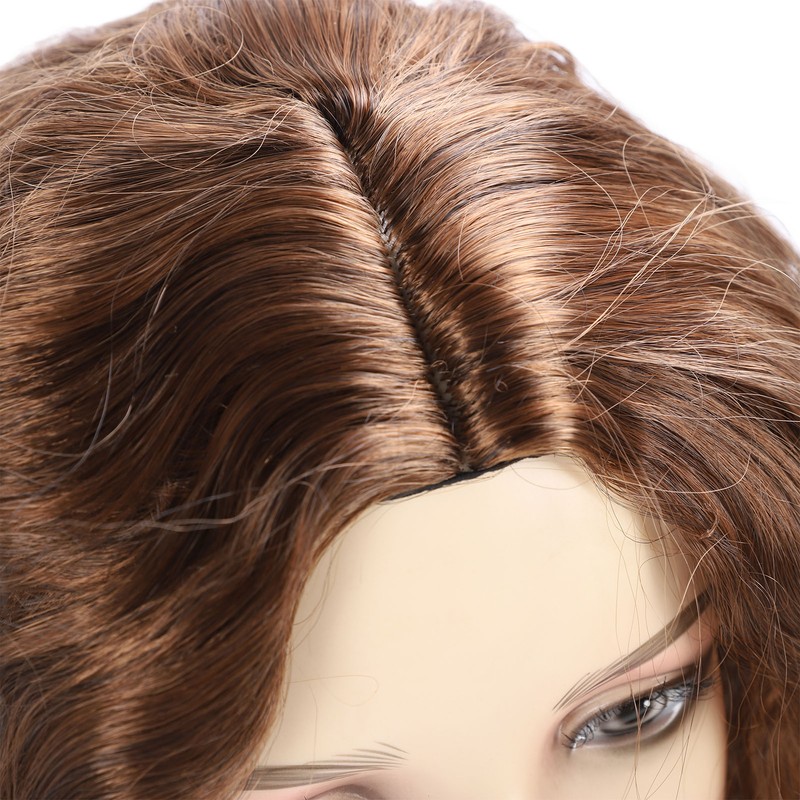 Light Brown Wave Wig Adjustable Charming Breathable Comfortable Fluffy Heat