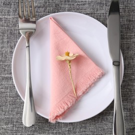 Urby Eco Hanky 10x10in Reusable Cotton Napkins (Rustic Fringe). Small Cloth Napkins. Ideal Use As Kids Napkins for Lunch.Dinners.Occasions Like Weddings,Birthday,Cocktail Parties. (LPK,6pk).