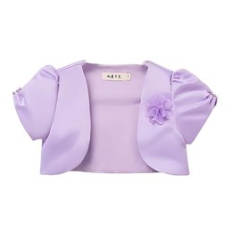 Proumhang Girls' Bolero Shrug Short Sleeve Cardigan Princess Shawl Wedding Cape For Girls 3-10 years Purple 120