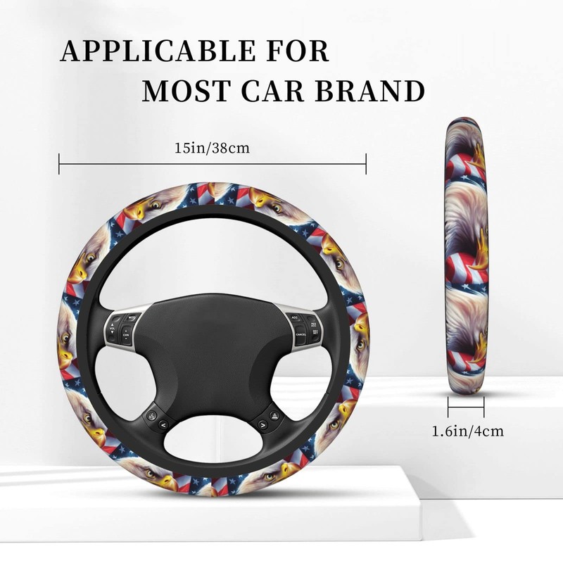 Subily American Flag and Eagle Elastic Steering Wheel Cover, Thickened