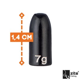 Zite Fishing Tungsten Bullet Weights 3.5-14g Finesse Carolina & Texas Rig Fishing Weights Set Matte Black Coated Bass & Zander Fishing Mounts Tungsten Weight (7.2g)