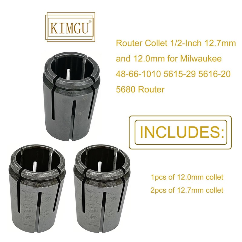 48-66-1010 Router Collet 1/2-Inch 12.7mm and 12.0mm for Milwaukee 5615-29