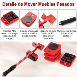Juego de 5 Herramienta de Mudanza de Muebles con 4 Ruedas
