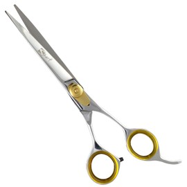 Sharf Gold Touch Pet Grooming Shear | Straight Cat & Dog Grooming Scissors | 6.5 Inch | 440c Japanese Stainless Steel Pet Dog Shearing Scissors | Animal Shears with Removable Comfort Rings