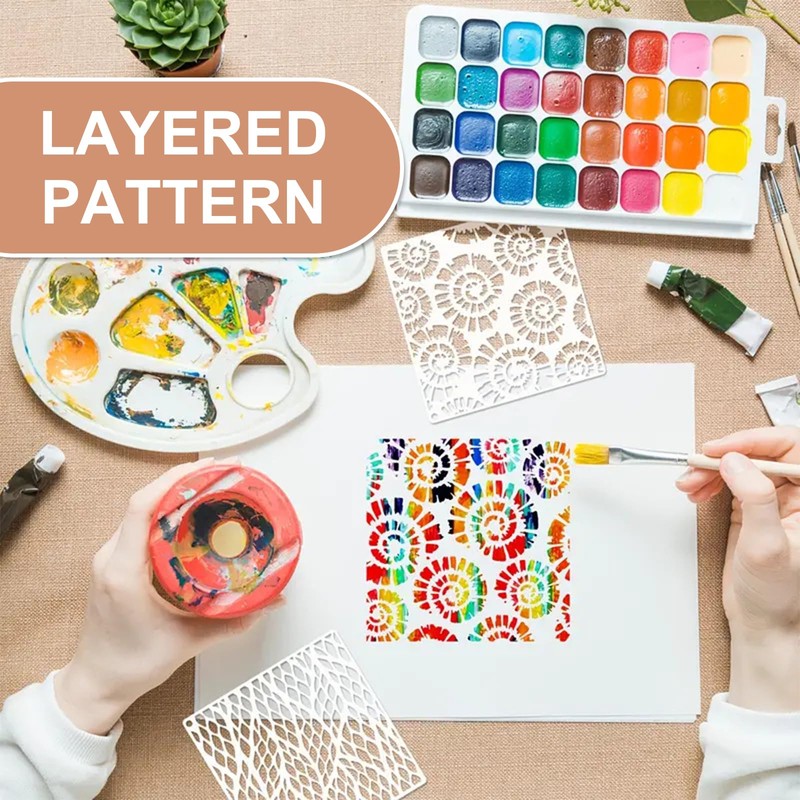 Calkkrer Pack of 16 Reusable Painting Stencils, Stencils for Painting