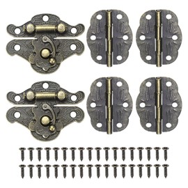 M METERXITY 2-Pack Jewelry Box Hinges, 1.88in (48mm) Iron Interior Door Folding Butt Mini Hinges with Latch Hook and Screw for Wooden/Jewelry Box/Cabinet