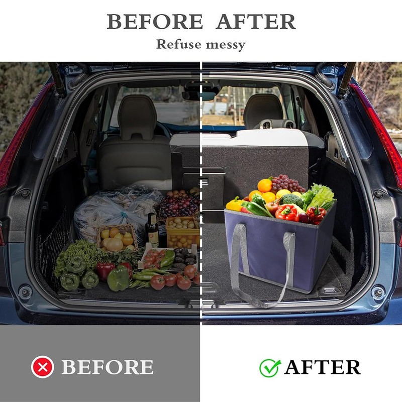 Kaishun reusable grocery bags Navy Blue (2 Pack), Navy Blue