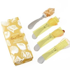 Sand Bar Shell Spreader – Stainless Steel & Shell Handle – Gift Boxed for Coastal-Themed Entertaining Spindle