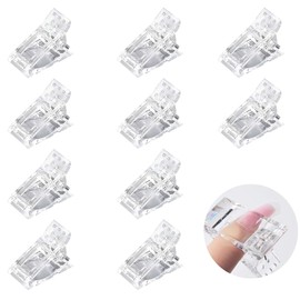 BIRLOZA Pack of 10 Polygel Nail Clips Nail Tips Clip Nail Tool Clip Nail Tips Clips Nail Clips for Poly Gel Nail Extension Nail Clips for Gel Nails (Transparent)