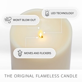 Luminara Grand Pillar Flameless LED Candle, Ivory 6.25" x 7", Battery Operated Real Wax w/Timer, Moving Flame, Realistic Unscented Home Decor Safe