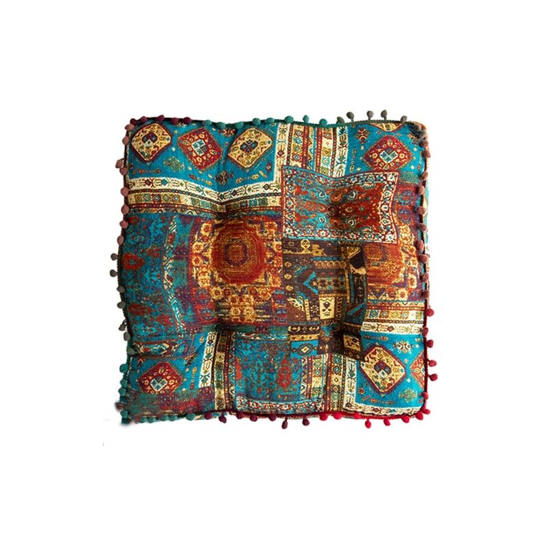 ELEFOCUS Blue Bohemian Seat Cushion,Indoor Boho Chair Cushions for Dining