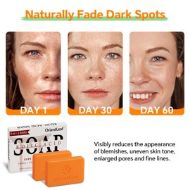 ORIENTLEAF Kojic Acid and Turmeric Soap for Dark Spots Remover, Brightening, Hyperpigmentation for Face, 4oz x 2 BARS