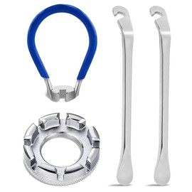DONGFANGB Bicycle Spoke Wrench, Nipple Spinner, Tire Lever, Tool Steel, Compatible with 8 Holes, Wheel Adjustment, Bike Repair Tool, Portable Convenient (Set of 4)