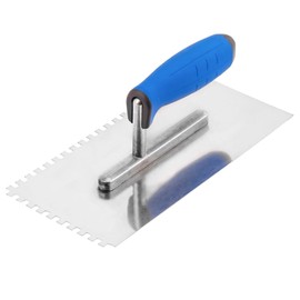 Fliesenkelle aus Edelstahl, gekerbt, 270 mm – 6 x 6 mm, quadratische Kerbe, Klebstoffspachtel mit weichem Griff, für Wand- und Bodenfliesenprojekte, langlebiges und rostbeständiges Werkzeug (N7806)