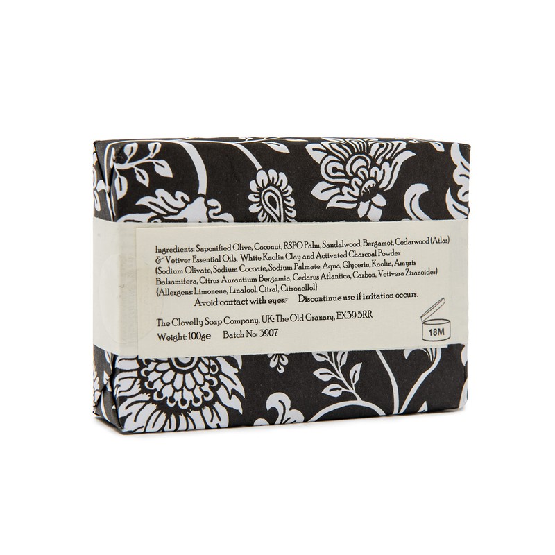Clovelly Soap Co Natural Handmade Sandalwood Bergamot and Charcoal Soap