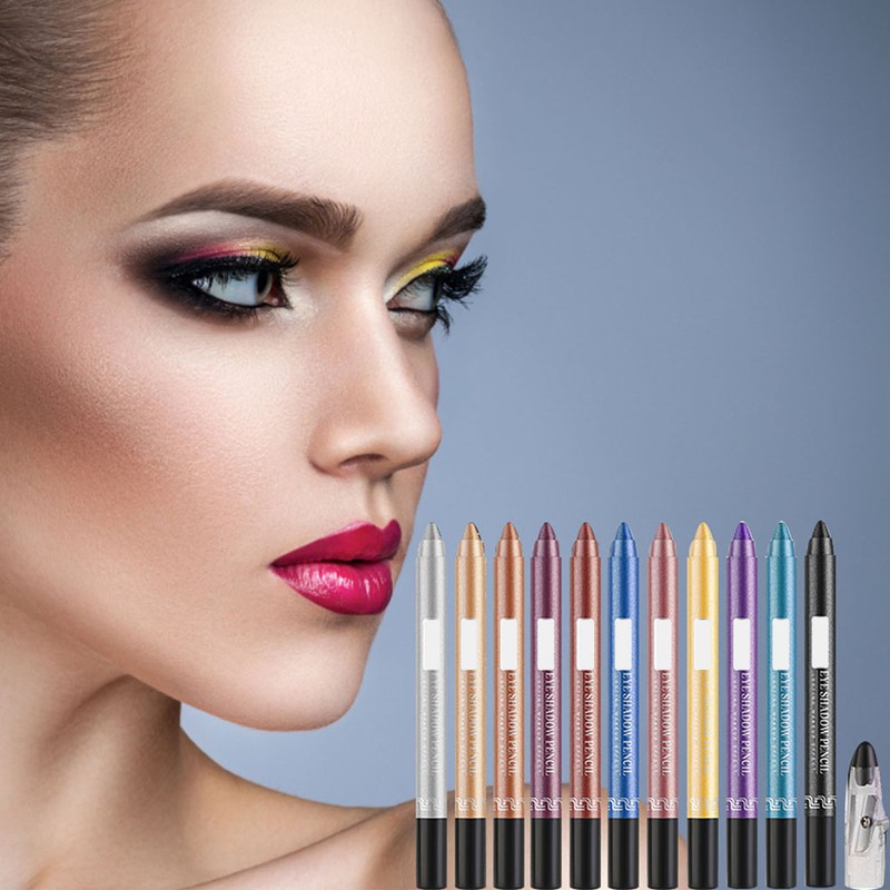 12 Color Eye Shadow Pen Glitter Eyeliner Eye Shadow Pencil