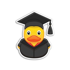 2 x 10cm Graduation Rubber Ducks Vinyl Stickers - Hat Job Kawaii Toy Bath Duckies Cute Funny Novelty Animal Decal Scrapbook Sticker #81549