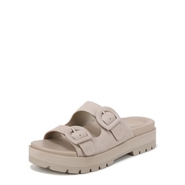 Vionic Women's Capitola Platform Sandal- Supportive Strappy Flatform Sandal That Includes an Orthotic Insole and Cushioned Outsole for Arch Support, Medium Fit Oatmeal Beige Leather 6.5