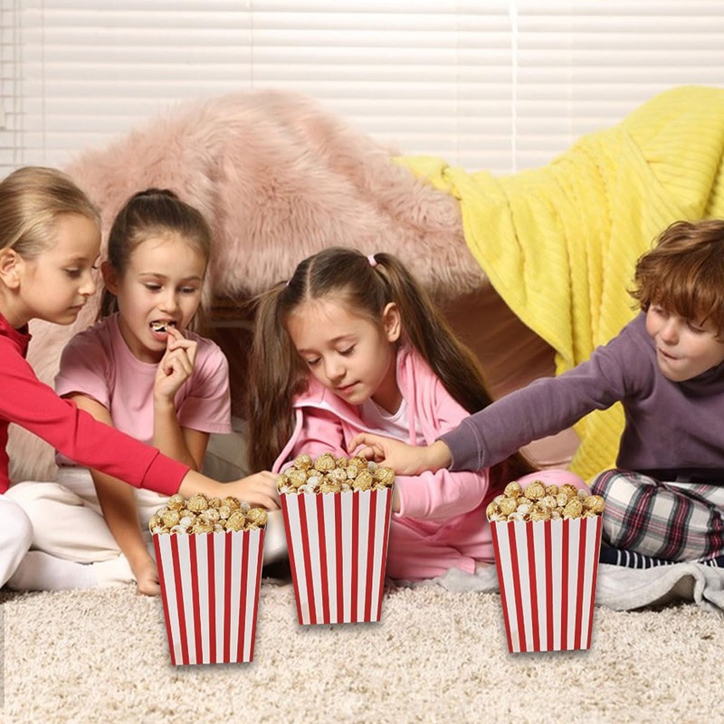 20 PCS 7x5x11cm Popcorn Boxes Popcorn Bags Red and White