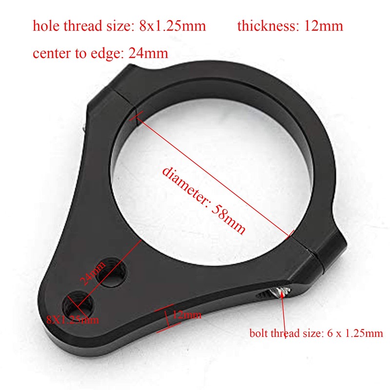 58mm CNC Aluminum Motorcycle Fork Tube Brackets Steering Damper Frame