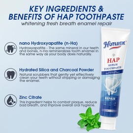 Hotluck HAP Toothpaste | Fluoride-Free Hydroxyapatite Formula for Enamel Repair & Whole Family Oral Care | Fresh Mint | 4.0oz:_2 pcs (affordable Pack)