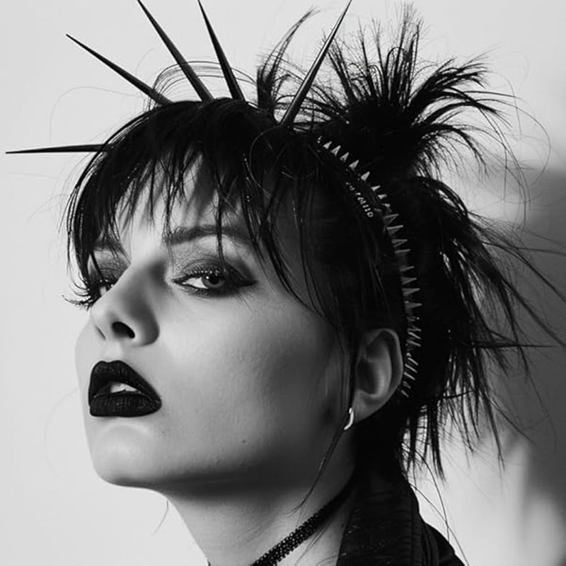 BaBakiak Spiky Leather Headband Punk, Emo Headband for Women, Spiked
