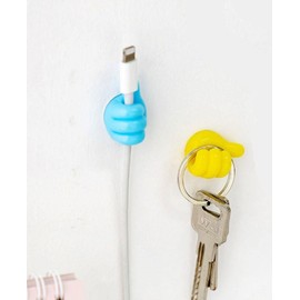 Silicone Thumb Wall Hooks, Fun Cord Holders, Cord Organizer for Desk Wall Car Nightstand, Wire Holders, Phone USB Charger Cable Management, Key Hanger, 8Pcs Cable Clips