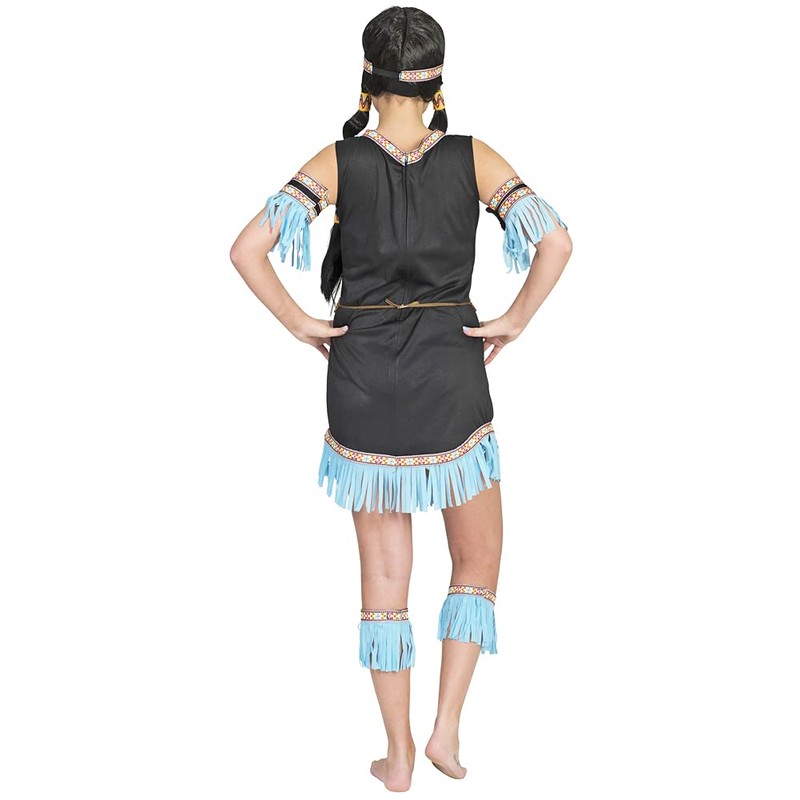 Generique - Indian costume with blue fringes for women Medium