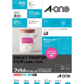 A-One 28973 Label Stickers, Glossy Film, Clear A4, 30 Labels, 10 Sheets