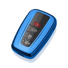 Tukellen for Toyota Key Fob Cover Special Soft TPU Key Shell Case Protector Compatible with 2018-2024 Camry Avalon C-HR Prius Corolla GT86 Highlander RAV4 4Runner Prado-Blue