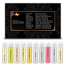 Crysalis Crysalis Aroma Oils - Rose, Rosewood, Watermelon, Plum Kernel, Cedarwood, Vetiver, Nutmeg, Wintergreen, Wheatgerm, Lavender for Aroma, Massage, Candle Making | 3ml Pack of 10