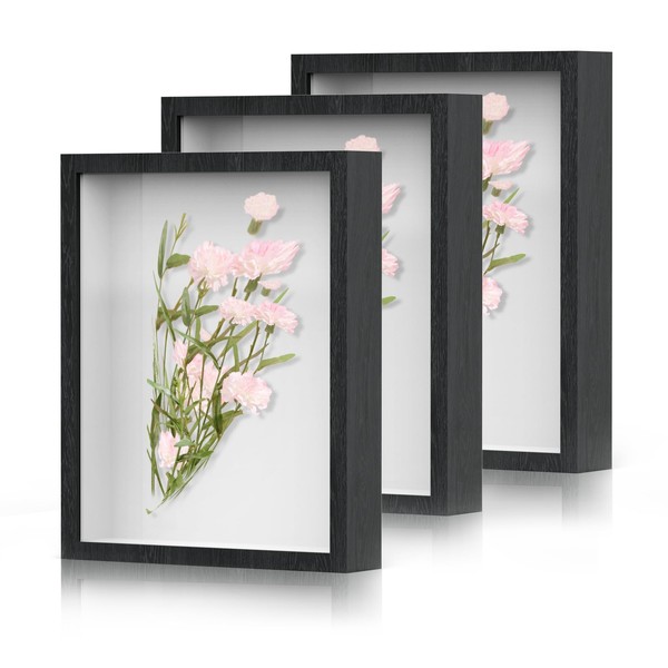 Shadow Box Frame 8x10 - 3 Pack Wood Deep Shadowbox