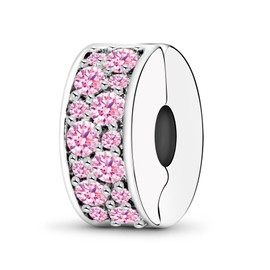 Ruaidhra Sterling Silver Mrano Glass Charms Pendant, Safety Chain Flower Charm Clip Stopper, Charms for Bracelet Necklace, Bead Charms for Women, Sterling Silver