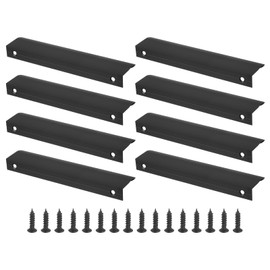 PATIKIL Mount Finger Edge Pull, 8 Pack 150mm/5.91" Aluminum Alloy Concealed Handle Cabinet Edge Pulls with Screws for Home Kitchen Furniture Door Drawer, Black