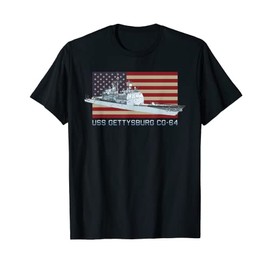 USS Gettysburg CG-64 Ship Diagram American Flag T-Shirt for Women Kids Men