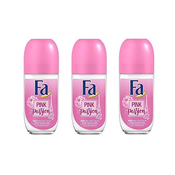 Fa Deodorant 1.7 Ounce Roll-On Pink Passion (50ml) (3 Pack)