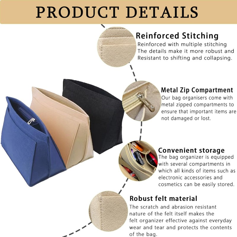 BOOSHMall Organiser for Longchamp Bag, Bag Insert Organiser, Multi Pocket