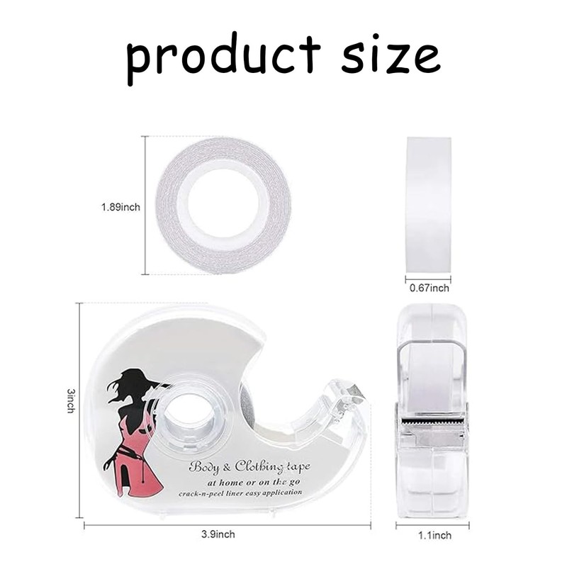 WEZCHUGHAOL Double-Sided Cloth Tape with Dispenser – 16.5 Ft Transparent