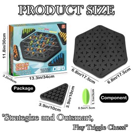 MORAINJAY Chain Triangle Game, Triangle Chess Board Game|Triggle Game|Rubber Band Game|Brainteaser Board Game,Interactive Strategy Desktop Game for Kids Adult Family Party 2-4 Palyers
