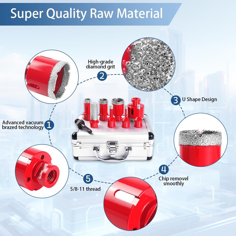 Diamond Drill Bits Set, Tile Hole Saw Kit, Cutter Suitable