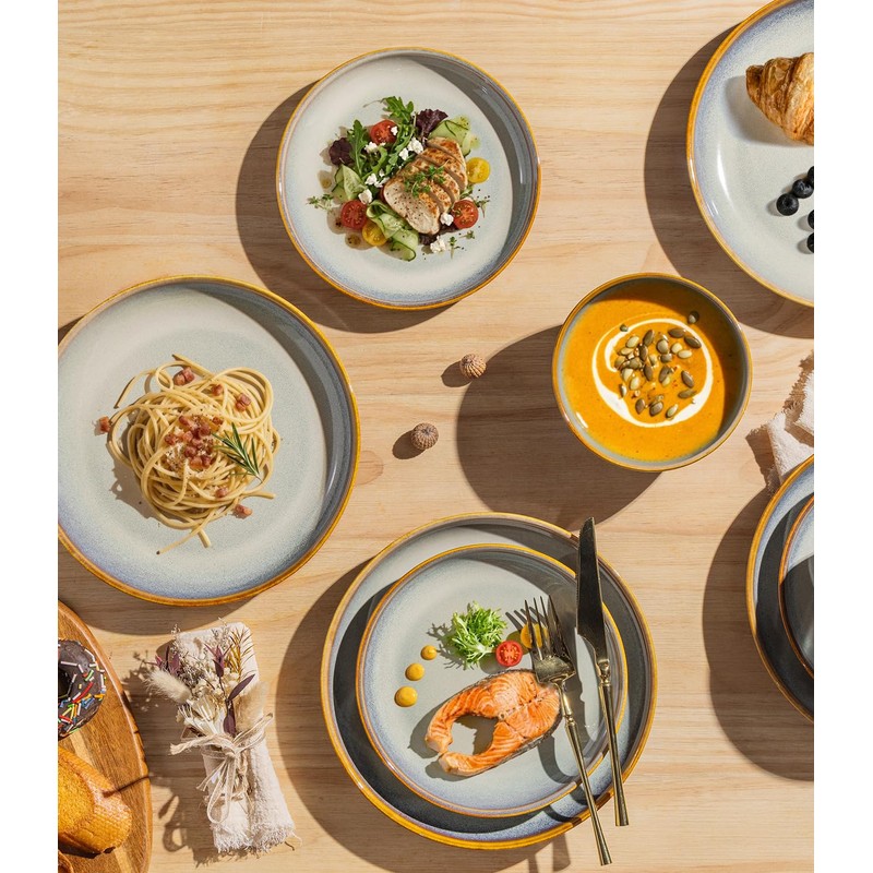 TheTerra Ceramic Dinnerware Set for 4, 12-Piece Plates and Bowls