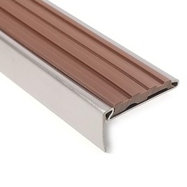 KGF516 P10 (Brown) Stair Slip, Stainless Steel Non-Slip 1.8 ft (35 mm) Wide Rubber Tire Filled Type
