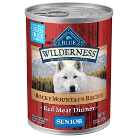 Blue Buffalo Wilderness Rocky Mountain Recipe High Protein, Natural Senior Wet Dog Food, Red Meat 12.5-oz cans (Pack of 12)