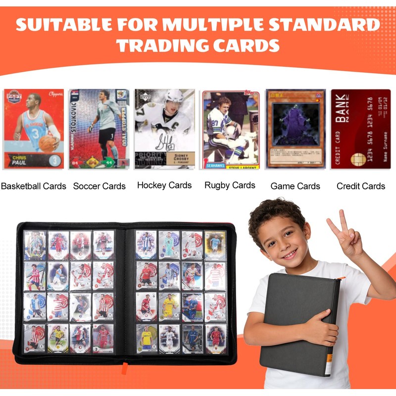 Xoxxcous Premium 16-Pocket Sports Trading Card Binder with 100 Card