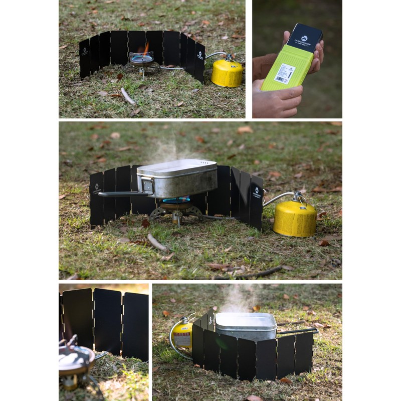 CAMPINGMOON Stove Windshield 5.5 inches High 10 Plates Aluminum w/Oxidation
