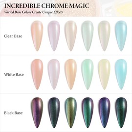 SUTOKAKA 6 Color Chrome Nail Powder Set Bright Iridescent Aurua Nail Glitter Dust Sequins Holographic Metallic Mirror Effect Pigment for Nail Gel Home Manicure Salon Use