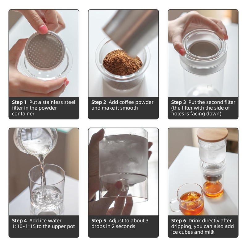 Iced Coffee Cold Brew Drip Maker, 300ml/10oz Cold Brew Coffee