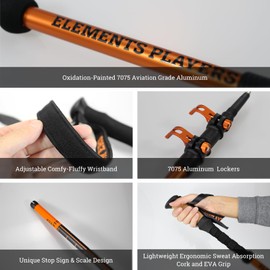 Elements Players Ultra Strong 7075 Aluminum Trekking Poles for Hiking Lightweight Telescopic Collapsible - Professional Open Terrain (2PC)