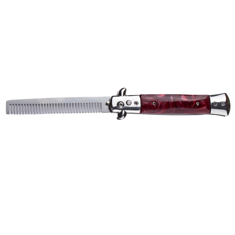 Switchblade Oil Hair Comb Stainless Steel Automatic Spring Folding Comb